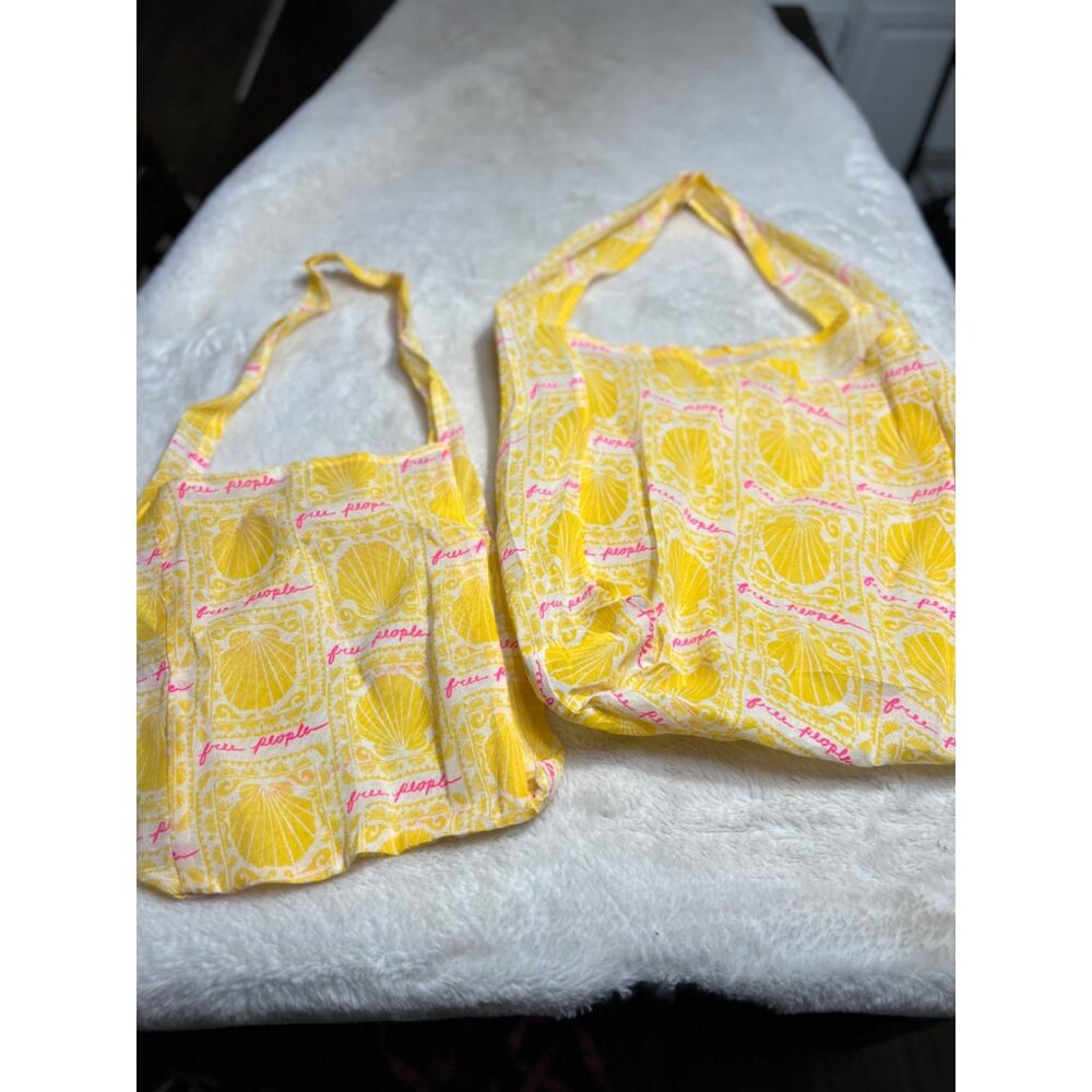 Free People yellow pink shells tote bag set